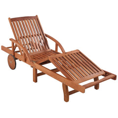 Sun Lounger with Table Solid Acacia Wood