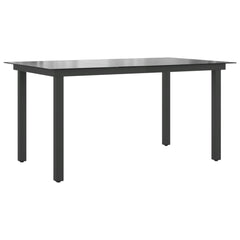 Garden Table Black 150x90x74 cm Aluminium and Glass