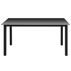 Garden Table Black 150x90x74 cm Aluminium and Glass