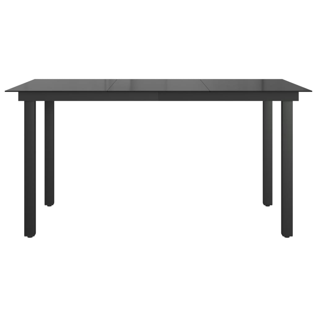 Garden Table Black 150x90x74 cm Aluminium and Glass