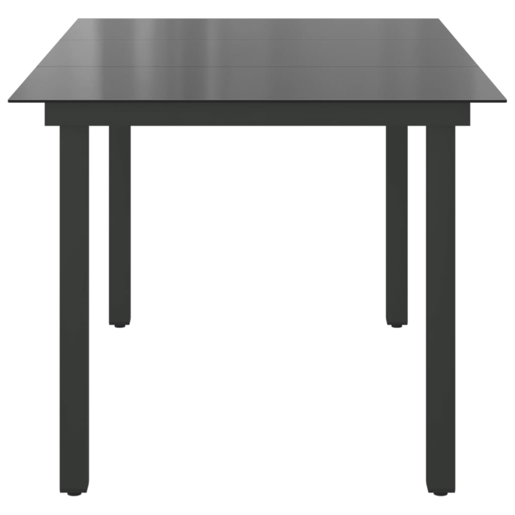 Garden Table Black 150x90x74 cm Aluminium and Glass