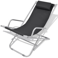 Reclining Deck Chairs 2 pcs Steel Black