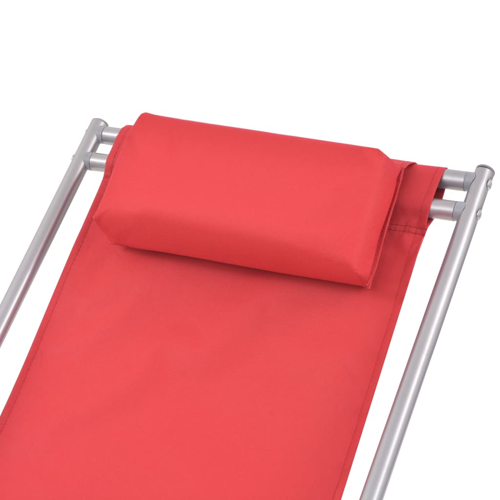 Reclining Deck Chairs 2 pcs Steel Red