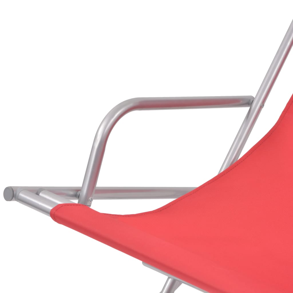 Reclining Deck Chairs 2 pcs Steel Red