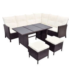 4 Piece Garden Lounge Set with Cushions Poly Rattan Brown