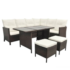 4 Piece Garden Lounge Set with Cushions Poly Rattan Brown