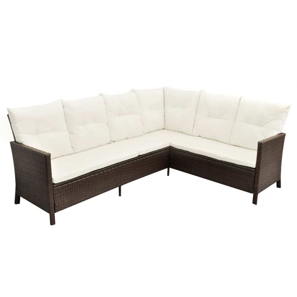 4 Piece Garden Lounge Set with Cushions Poly Rattan Brown