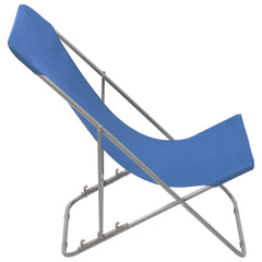 Folding Beach Chairs 2 pcs Steel and Oxford Fabric Blue