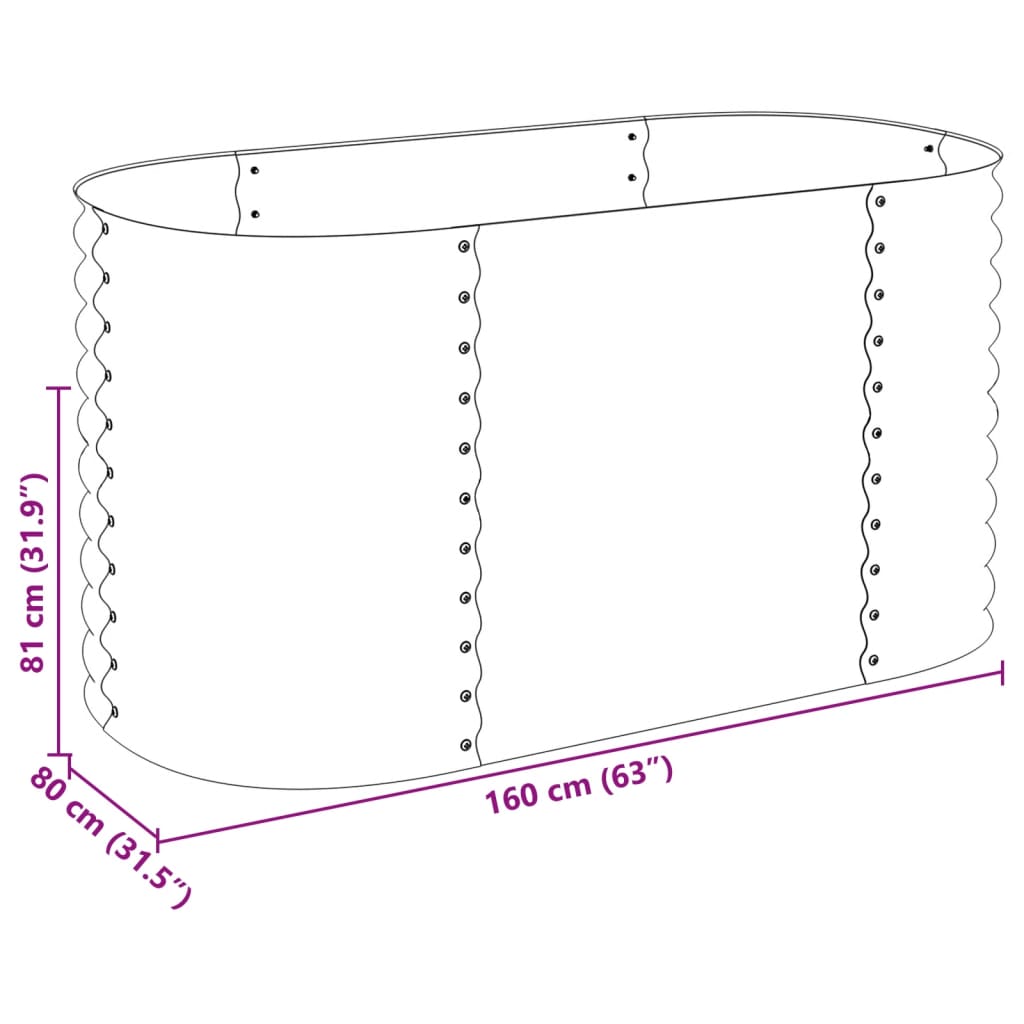 Garden Raised Bed 160x80x81 cm Galvanised Steel Grey