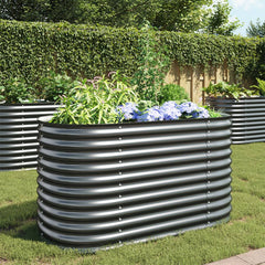 Garden Raised Bed 160x80x81 cm Galvanised Steel Grey