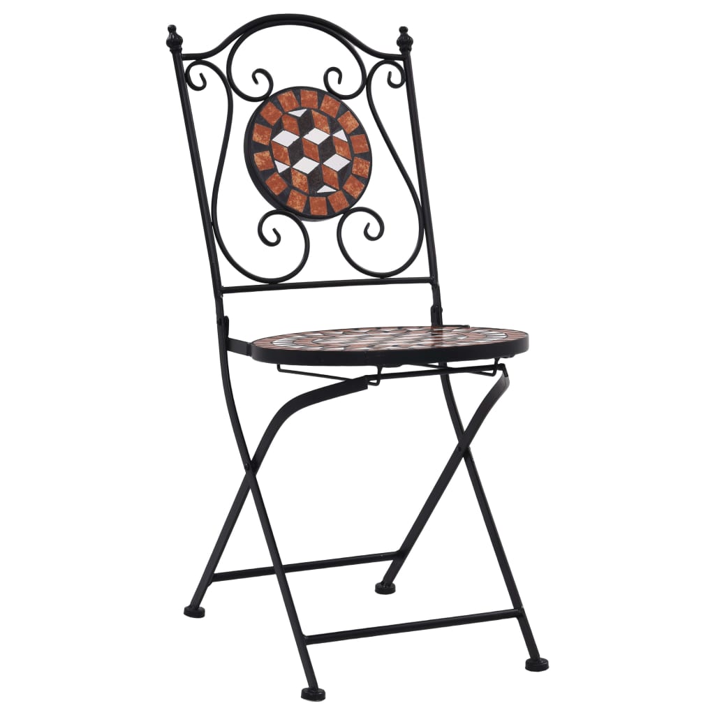 Mosaic Bistro Chairs 2 pcs Brown Ceramic