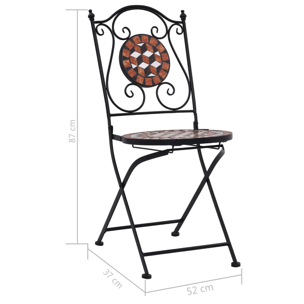 Mosaic Bistro Chairs 2 pcs Brown Ceramic