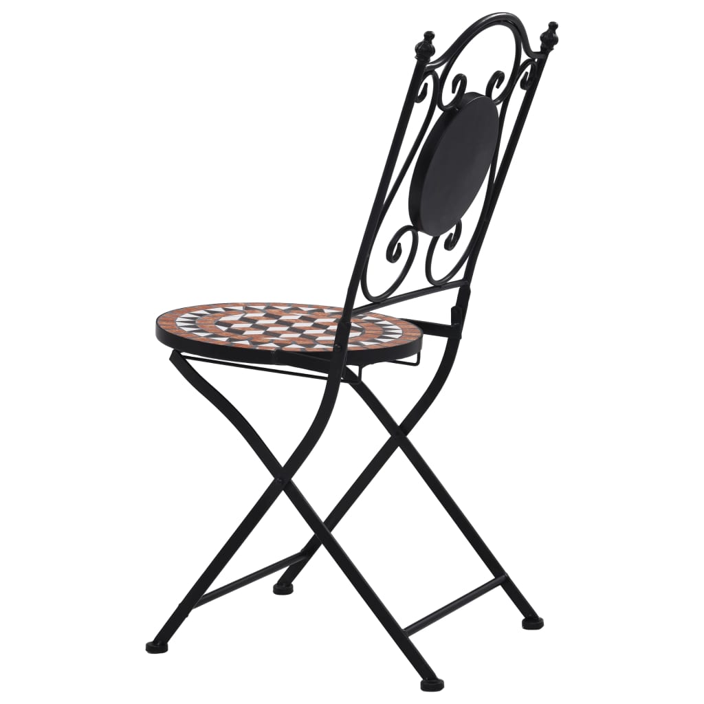 Mosaic Bistro Chairs 2 pcs Brown Ceramic