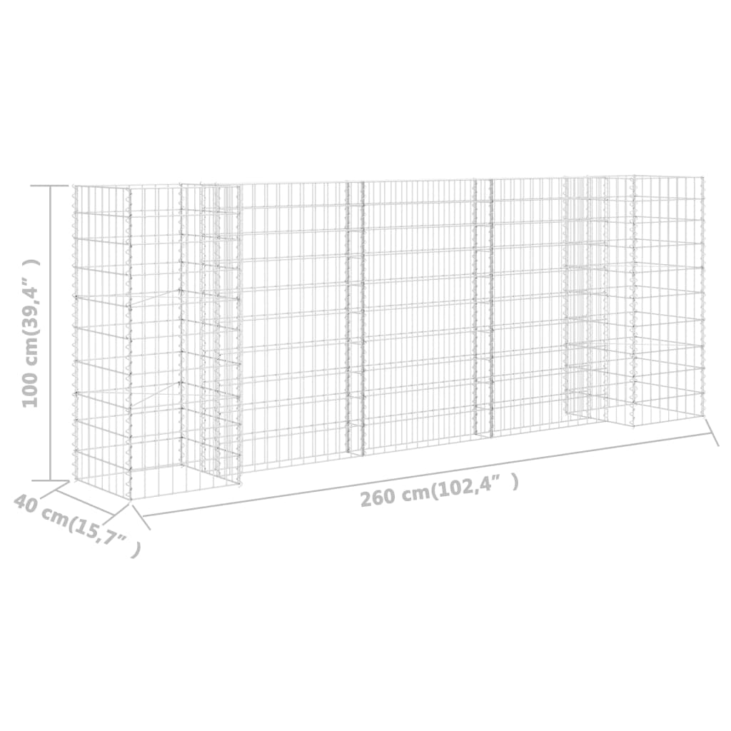 H-Shaped Gabion Planter Steel Wire 260x40x100 cm