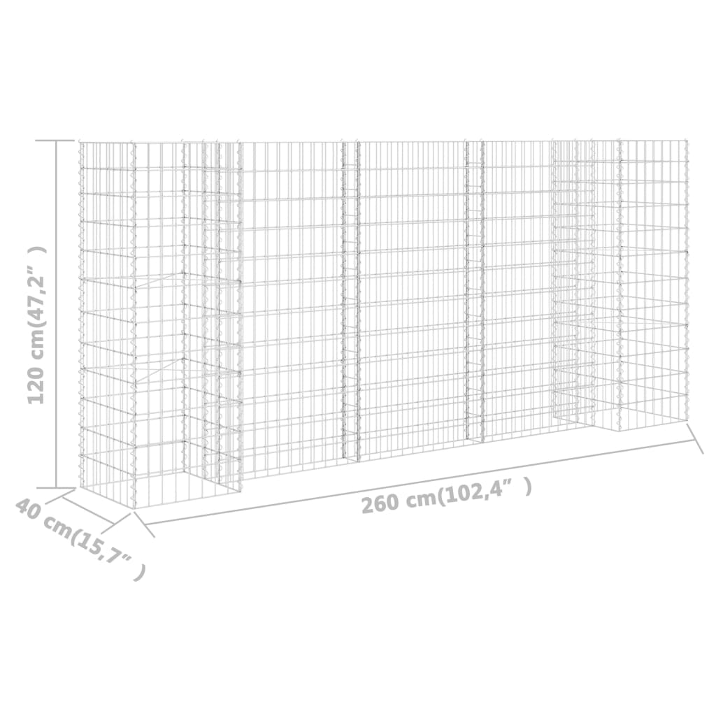 H-Shaped Gabion Planter Steel Wire 260x40x120 cm