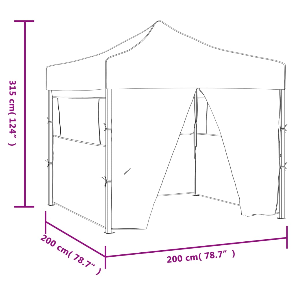 Professional Folding Party Tent with 4 Sidewalls 2x2 m Steel White