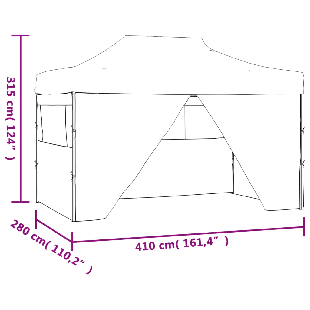 Professional Folding Party Tent with 4 Sidewalls 3x4 m Steel Blue