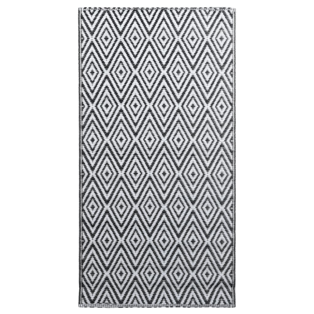 Outdoor Carpet White and Black 190x290 cm PP