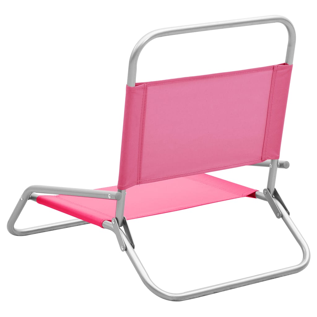 Folding Beach Chairs 2 pcs Pink Fabric