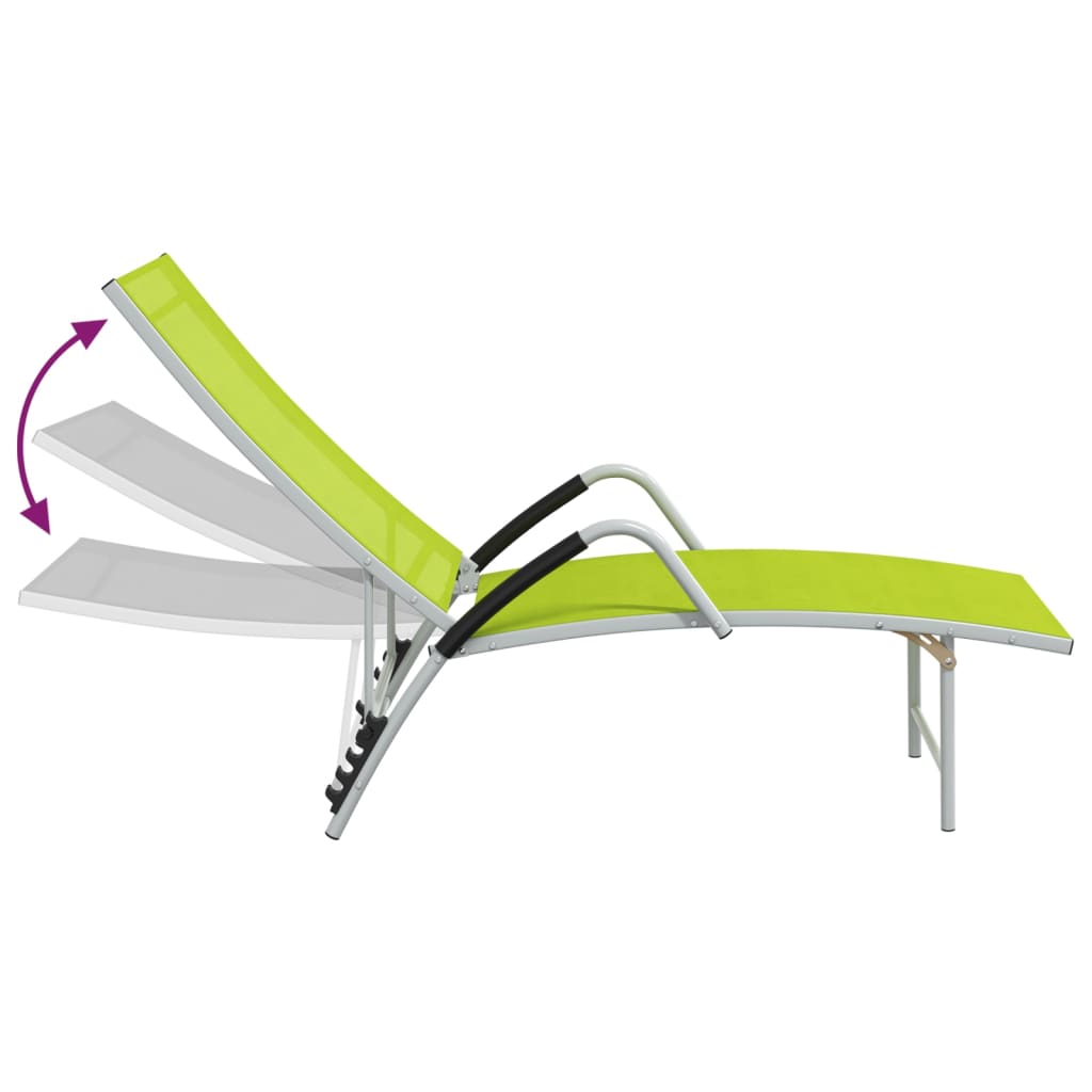 Sun Lounger Textilene and Aluminium Green