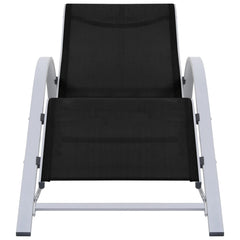 Sun Loungers 2 pcs with Table Aluminium Black