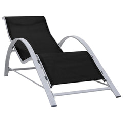 Sun Loungers 2 pcs with Table Aluminium Black