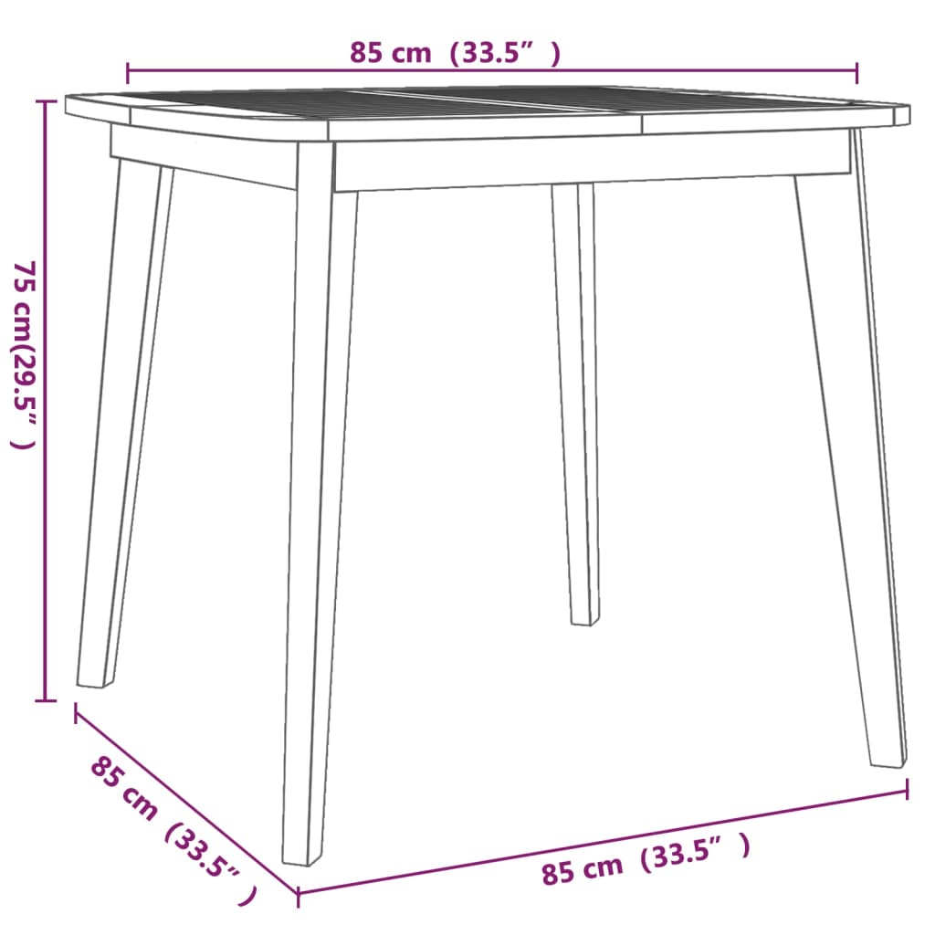 Garden Table 85x85x75 cm Solid Wood Acacia