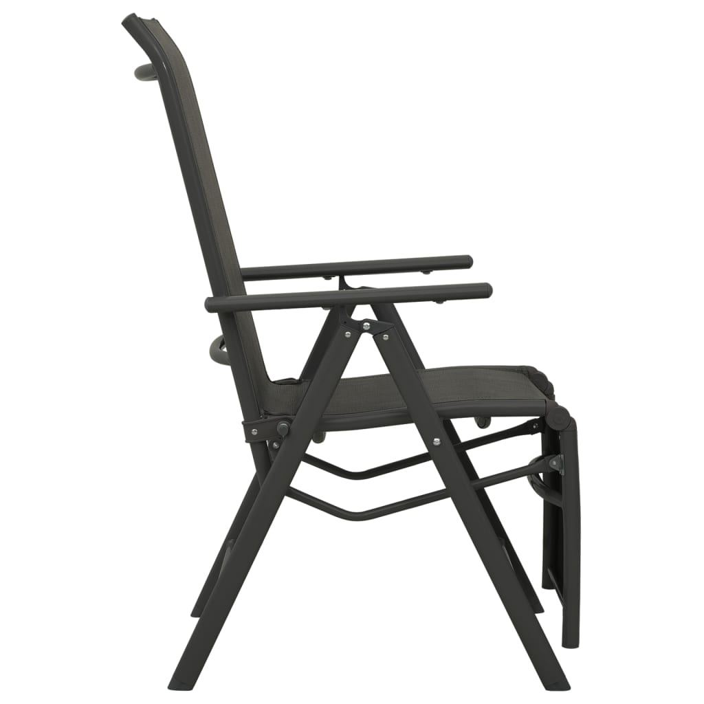 Reclining Garden Chairs 2pcs Textilene and Aluminium Black