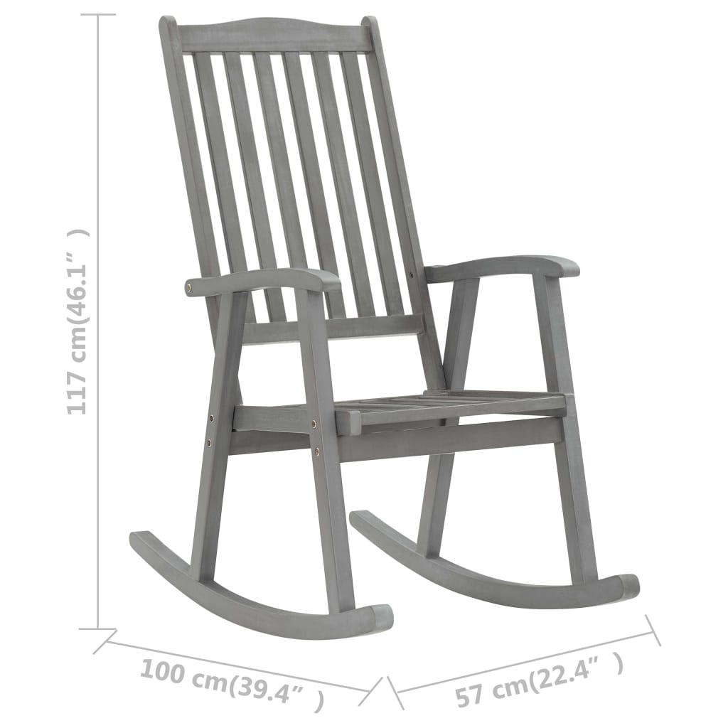 Rocking Chair Grey Solid Acacia Wood