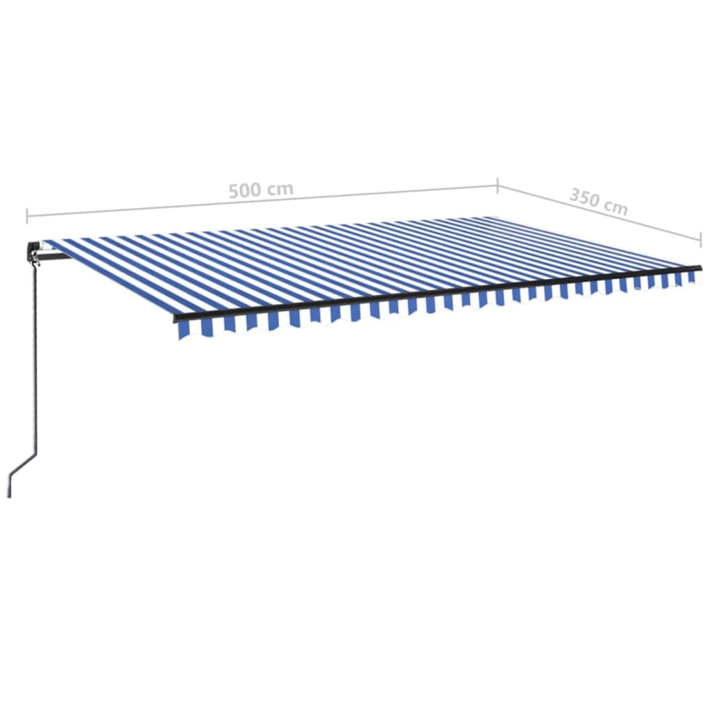 Manual Retractable Awning 500x350 cm Blue and White