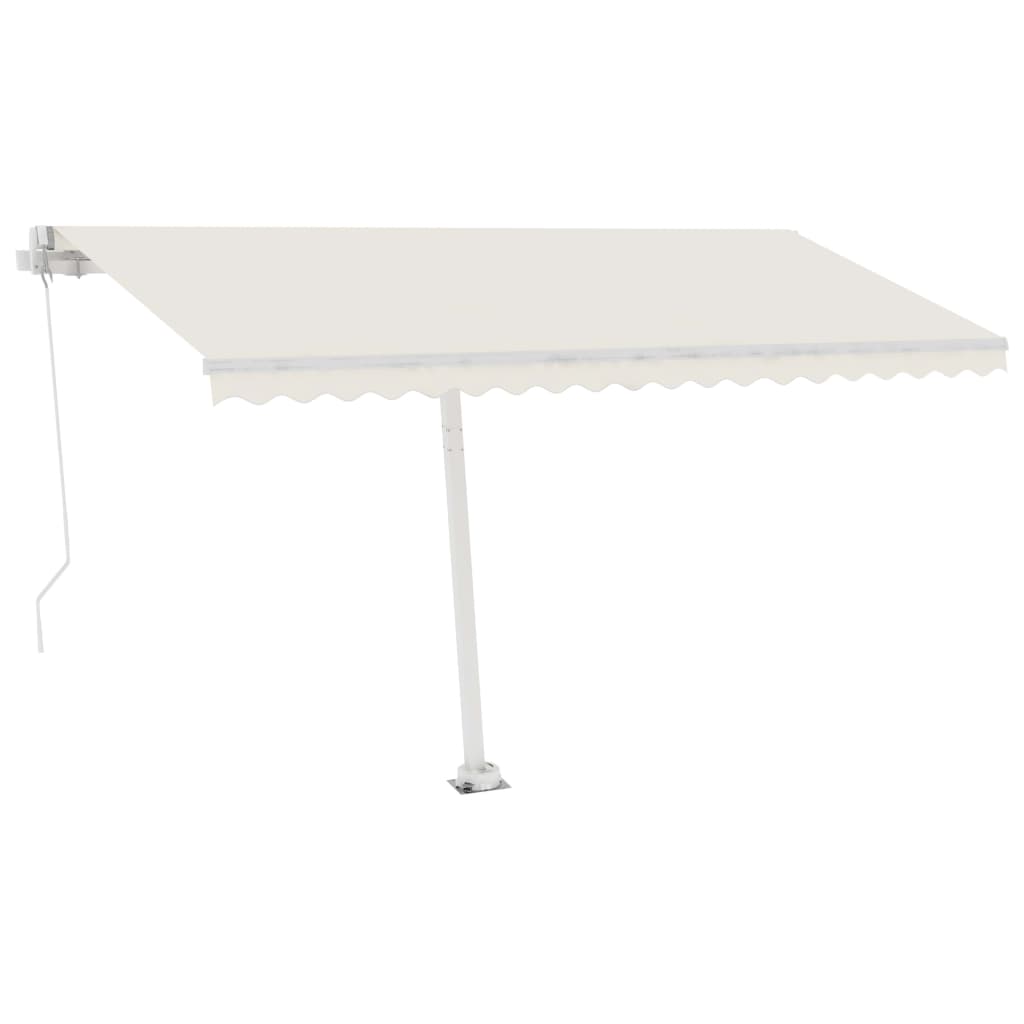 Manual Retractable Awning with LED 400x350 cm Cream