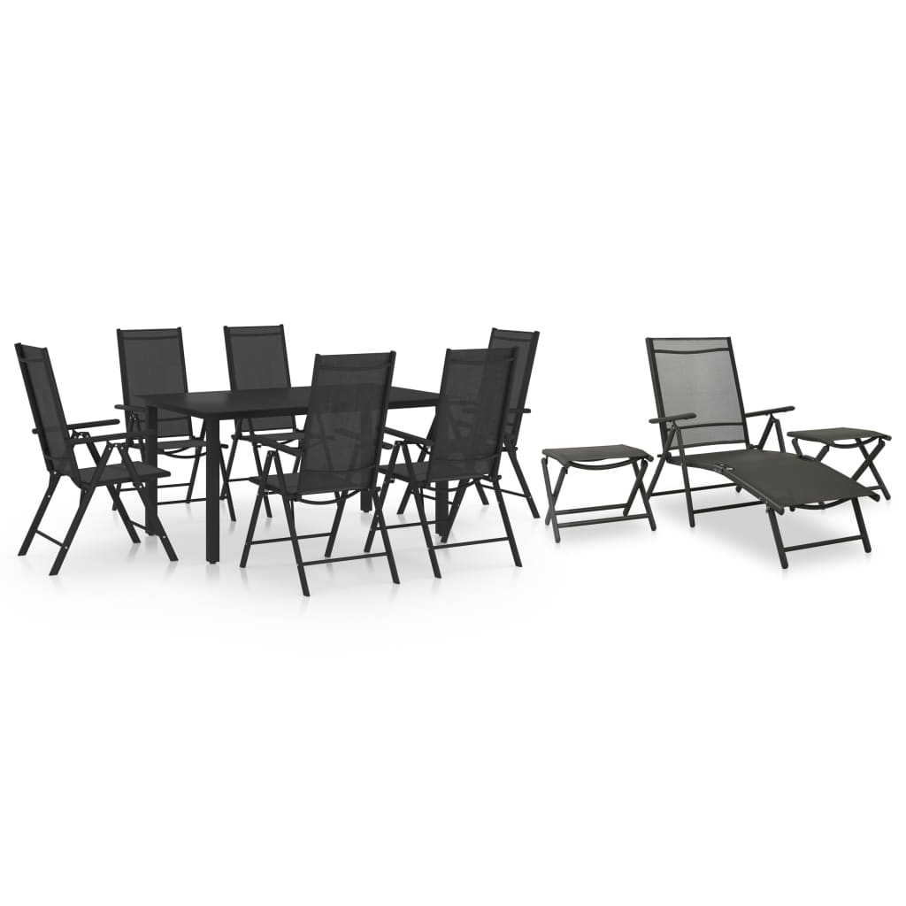 10 Piece Garden Dining Set Black and Anthracite