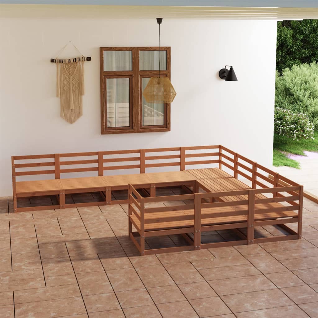 10 Piece Garden Lounge Set Solid Pinewood