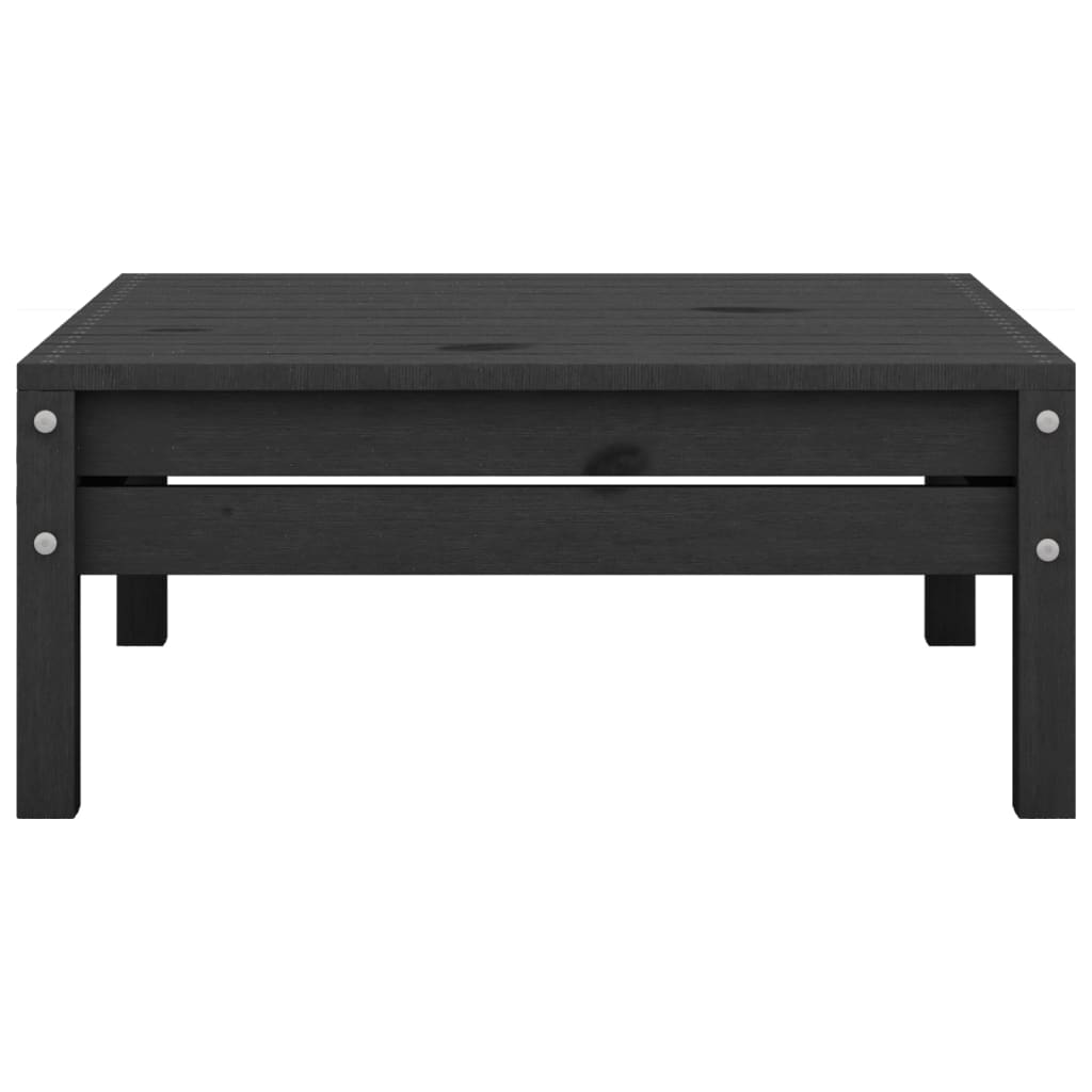 Garden Footstool Black Solid Pinewood