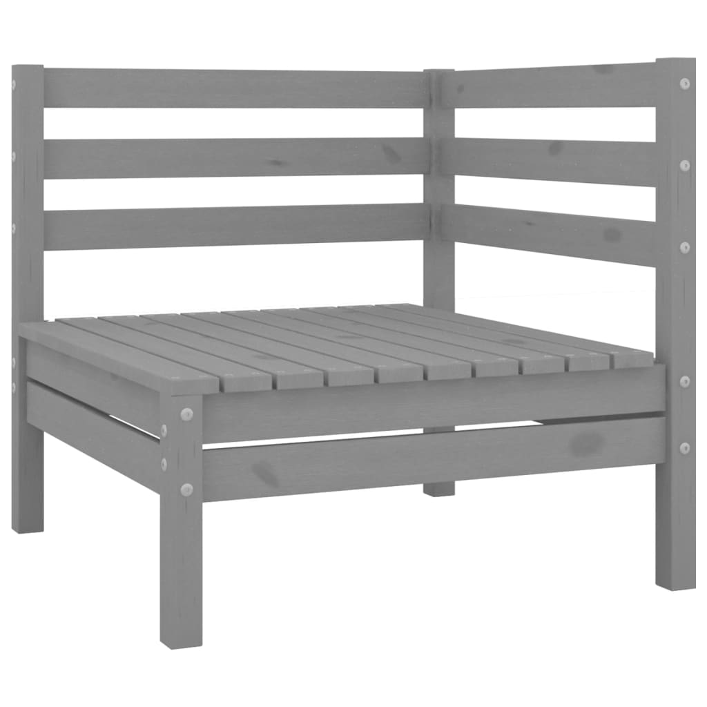 Garden Corner Sofas 2 pcs Grey Solid Pinewood