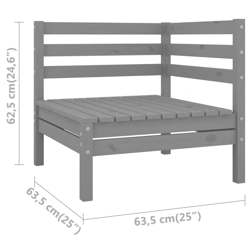 Garden Corner Sofas 2 pcs Grey Solid Pinewood