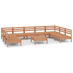 10 Piece Garden Lounge Set Honey Brown Solid Wood Pine