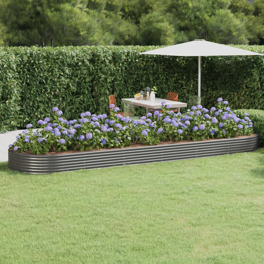 Garden Raised Bed Powder-coated Steel 523x140x36 cm Grey