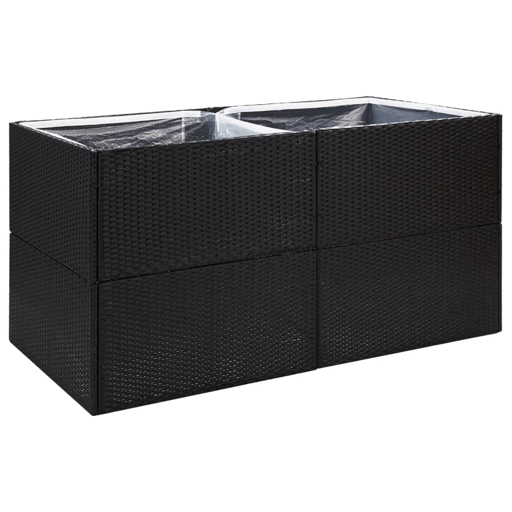 Garden Planter Black 157x80x80 cm Poly Rattan