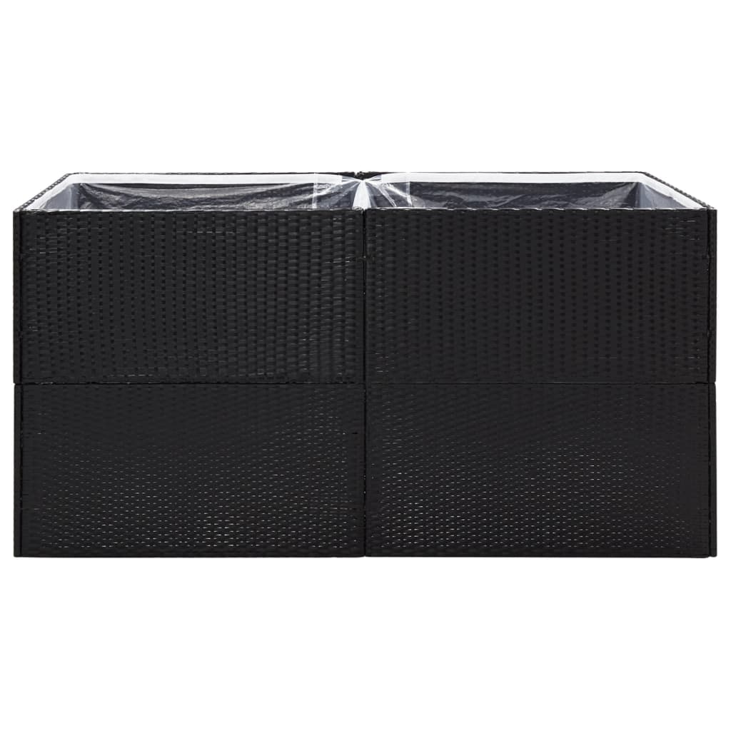 Garden Planter Black 157x80x80 cm Poly Rattan