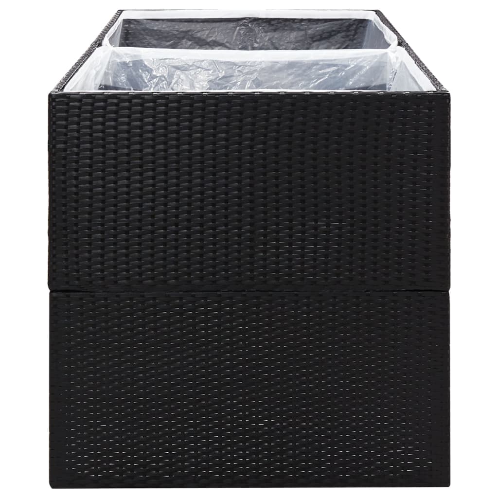 Garden Planter Black 157x80x80 cm Poly Rattan