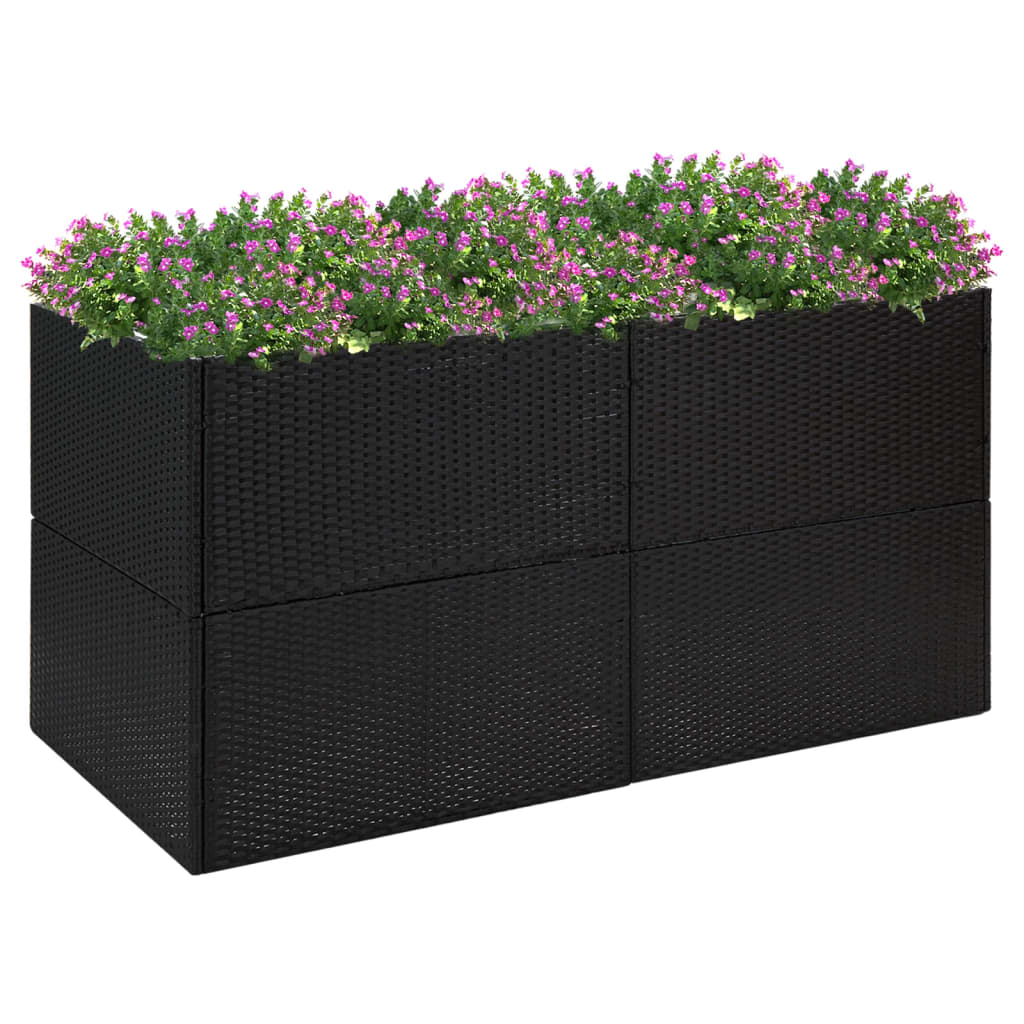 Garden Planter Black 157x80x80 cm Poly Rattan