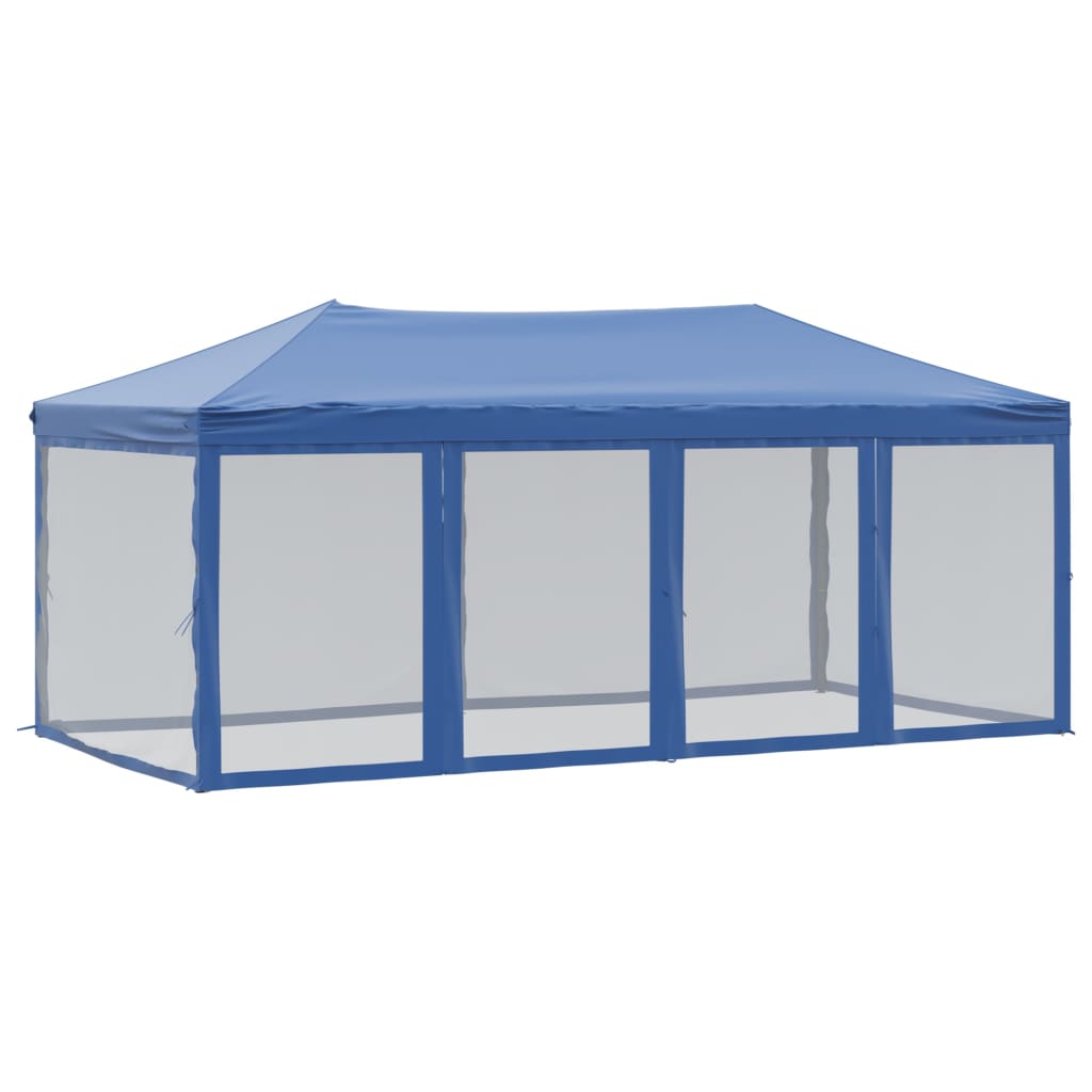 Folding Party Tent with Sidewalls Blue 3x6 m