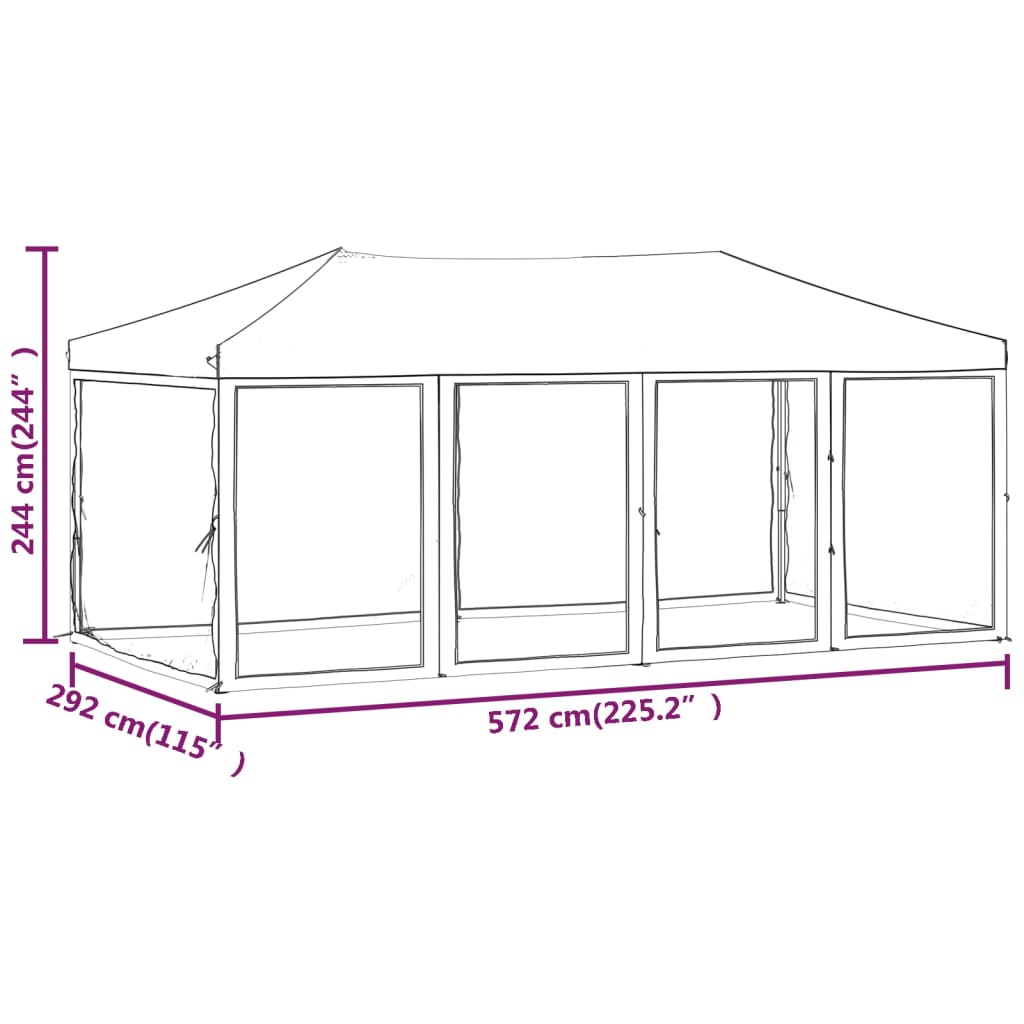 Folding Party Tent with Sidewalls Blue 3x6 m