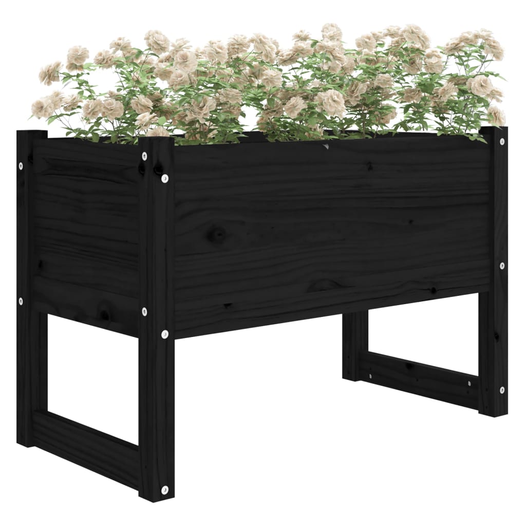 Planter Black 78x40x52 cm Solid Wood Pine