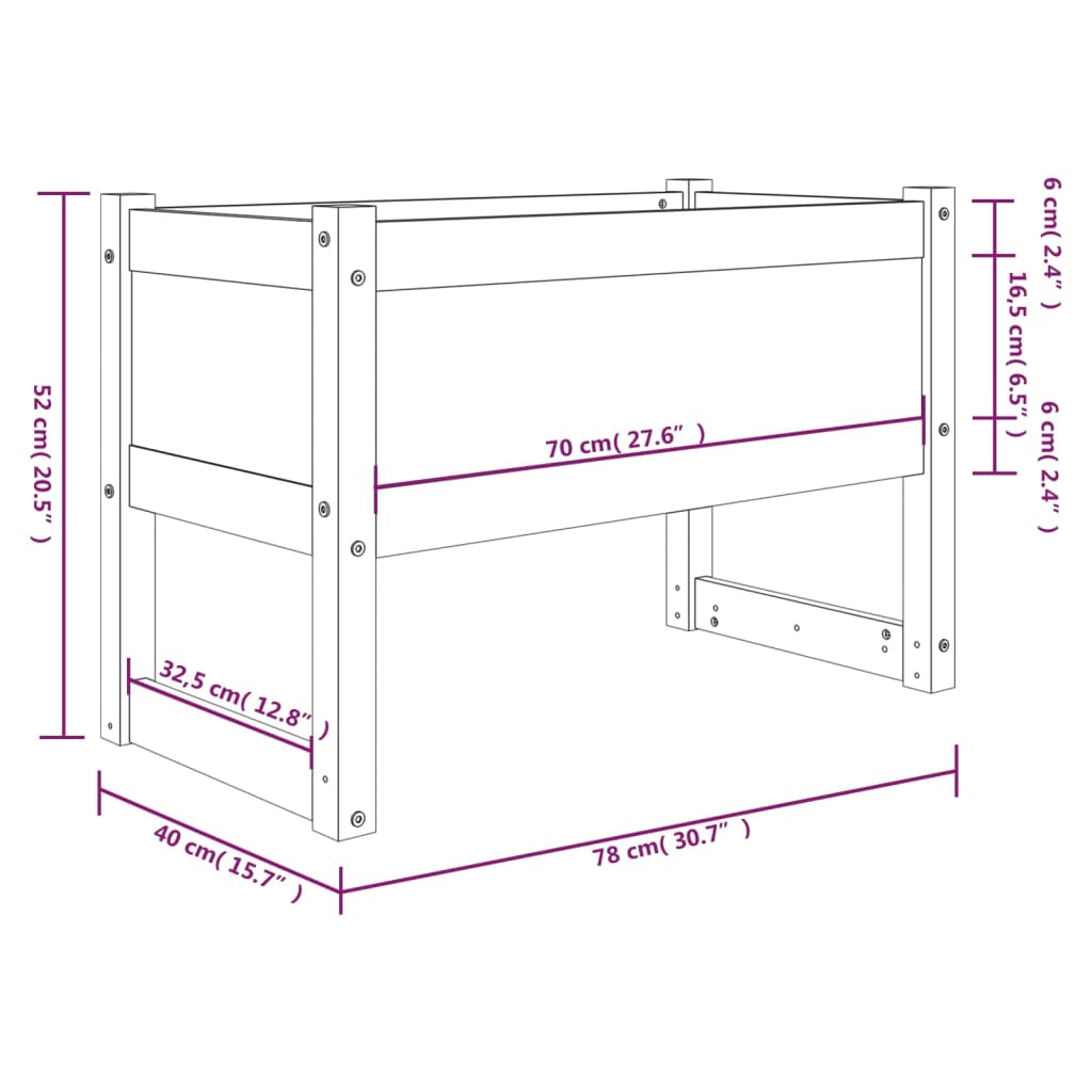 Planter Black 78x40x52 cm Solid Wood Pine