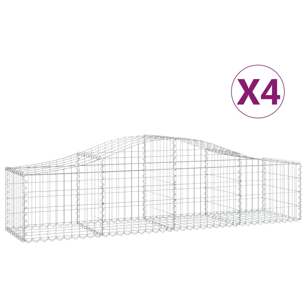 Arched Gabion Baskets 4 pcs 200x50x40/60 cm Galvanised Iron