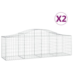 Arched Gabion Baskets 2 pcs 200x50x60/80 cm Galvanised Iron