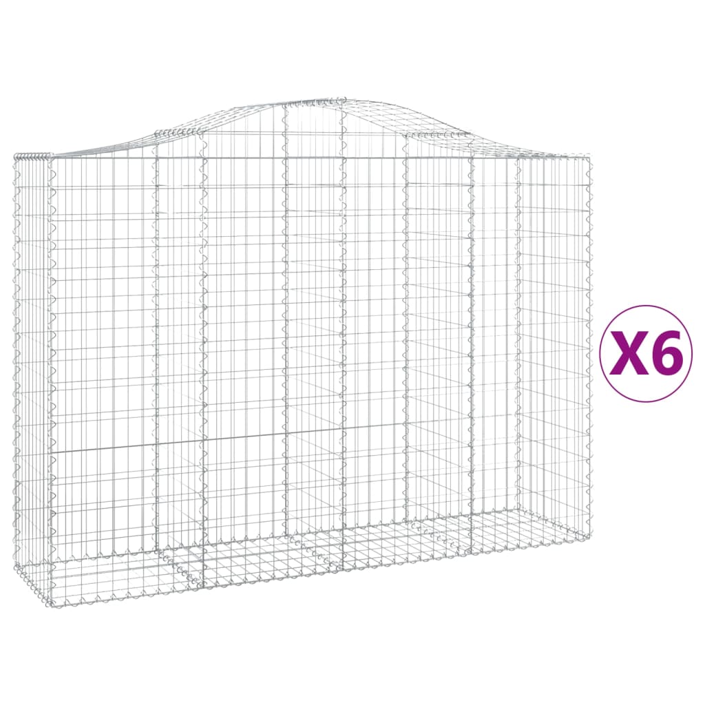 Arched Gabion Baskets 6 pcs 200x50x140/160 cm Galvanised Iron