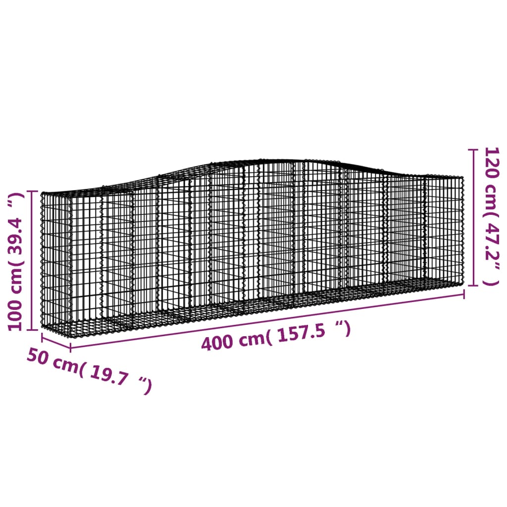 Arched Gabion Baskets 10 pcs 400x50x100/120 cm Galvanised Iron